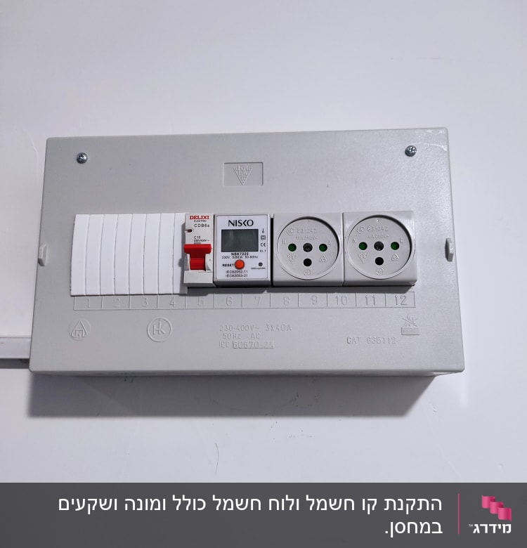 לוח חשמל עם מפסקים ושקעים